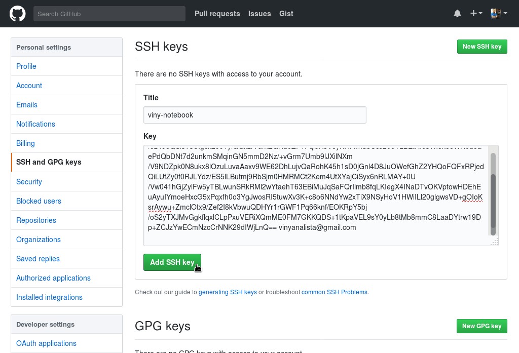 Generate a new ssh key github